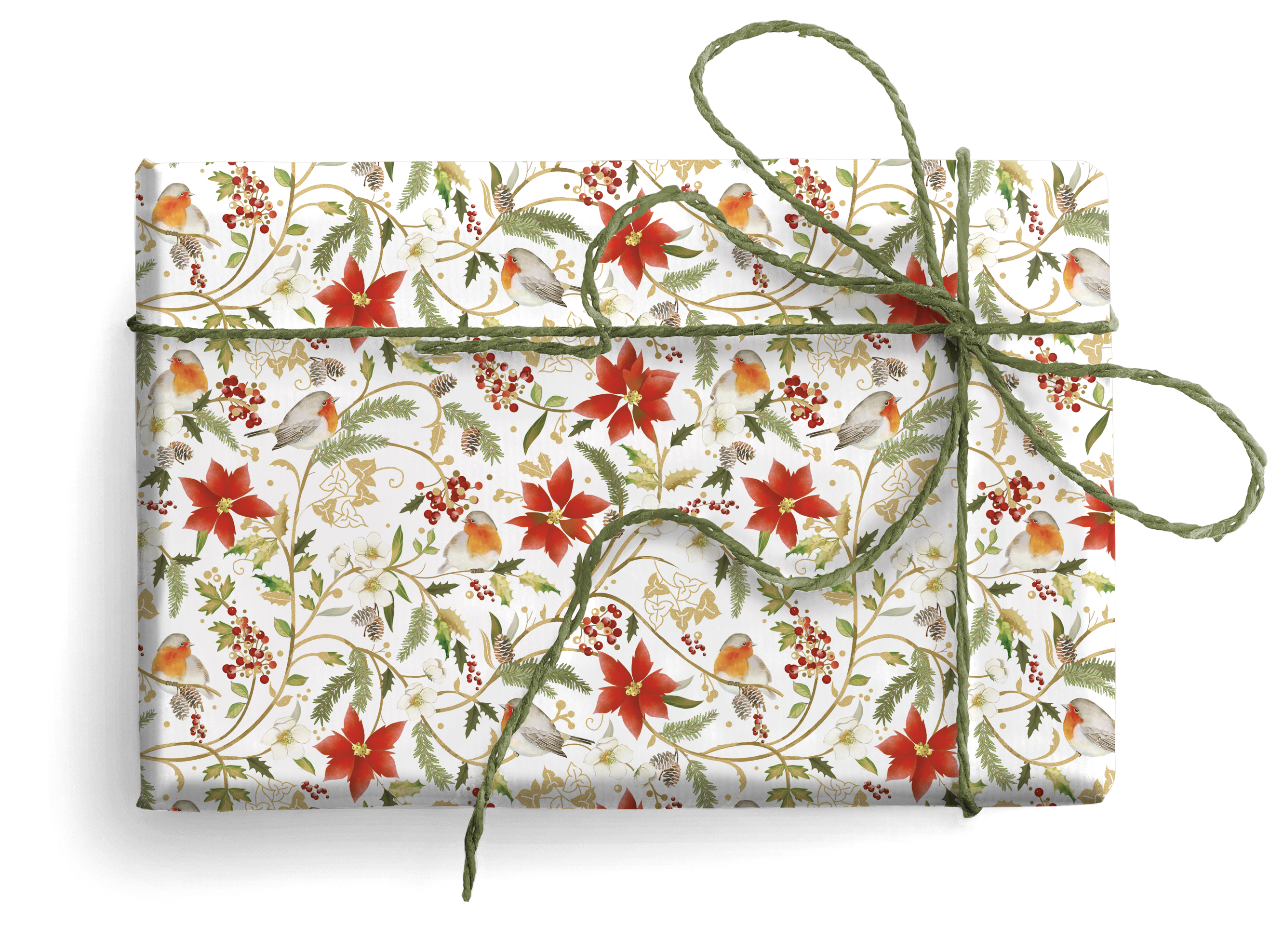 6 Vintage CHRISTMAS WRAPPING PAPER Gift Wrap Rolls Santa Poinsettia SEALED  400sf