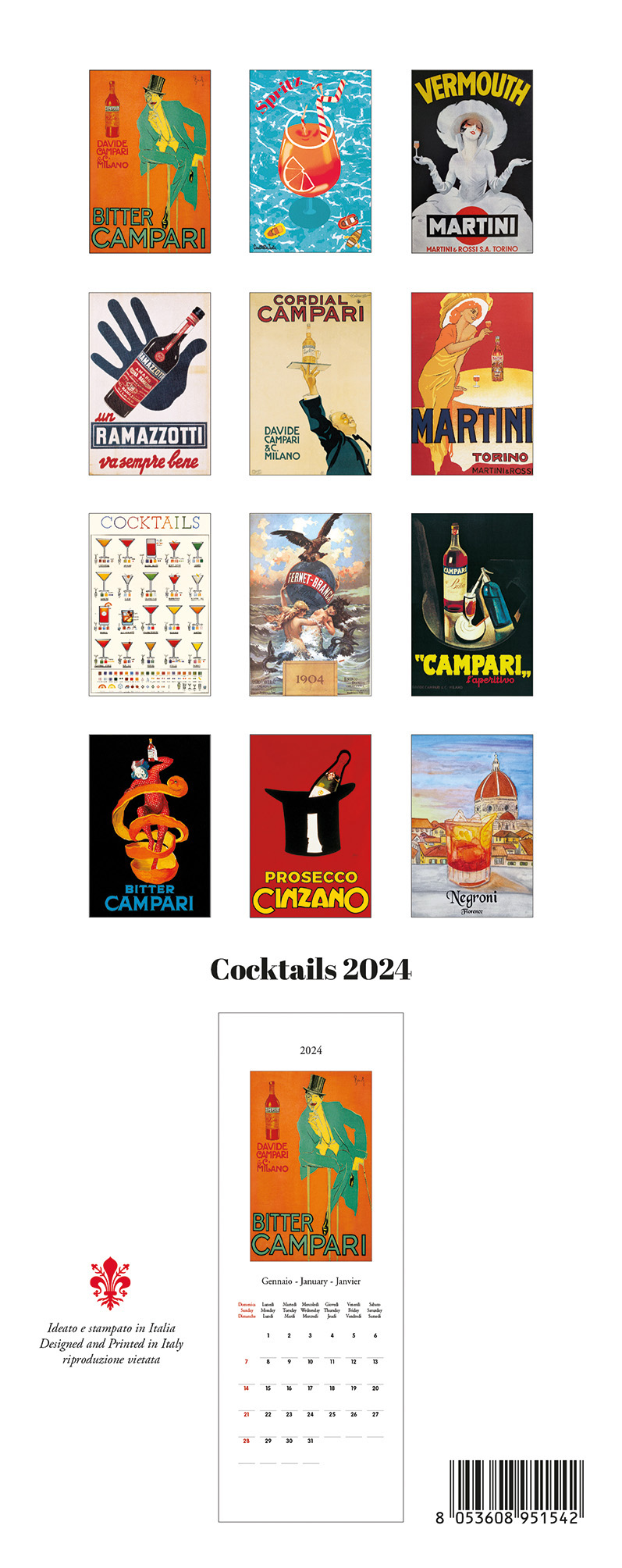 Italy: Vintage Travel Posters 2024 Wall Calendar