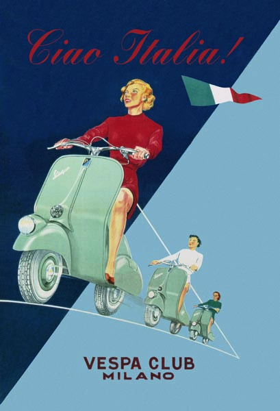 Ciao Italia Vespa Vintage Postcard