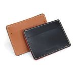 Leather Horizontal Flat Card Wallet in Black and Camel color options