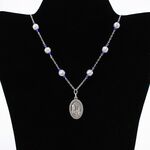 Blue Glass Bead Necklace with Fatima Medal