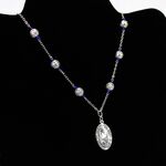 Blue Glass Bead Necklace with Fatima Medal