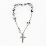 Marbleized Glass Rosary Bracelet with Black & White Beads
