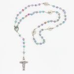 Bright Speckled Glass Rosary with Pope centerpiece