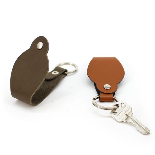Recycled Leather Round Key Chain Strap