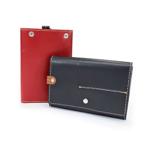 Leather Snap Accessory Case front and back