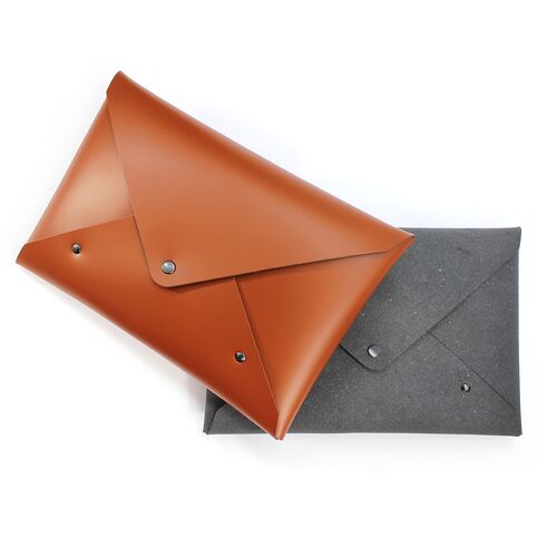 Envelope Style Pouch in Cognac and Natural Grey