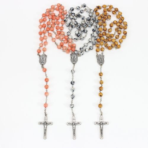 Marbleized Glass Rosary in 3 Colors