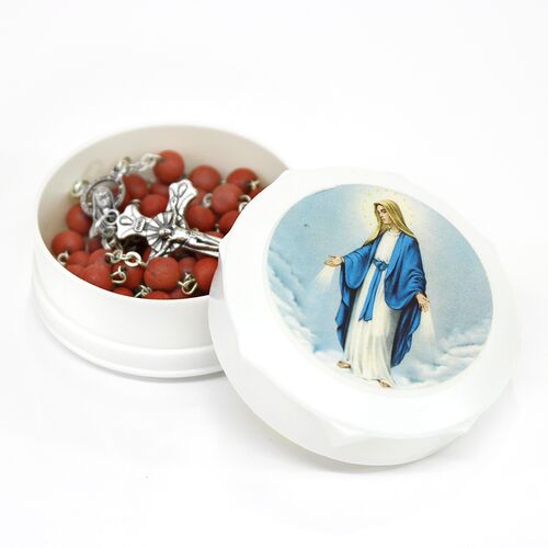 Rosary with Scented Rosewood Beads with Mary Box