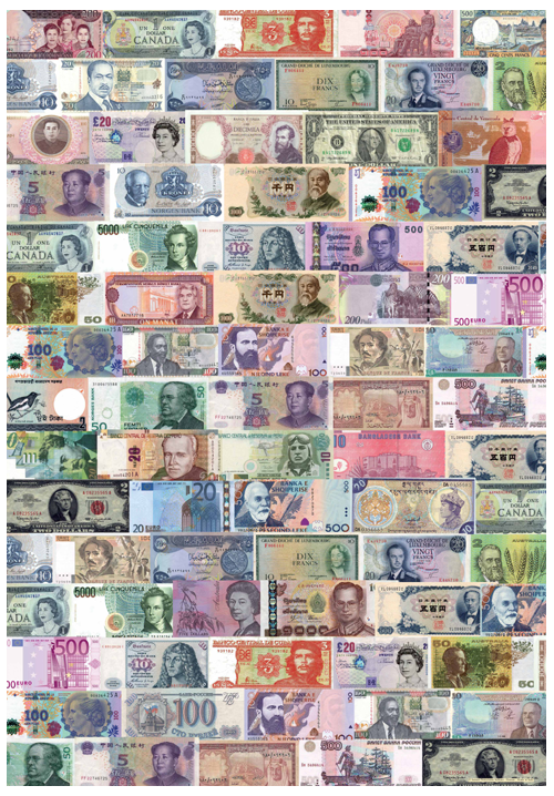 Banconote Vintage Style Collage Poster Of Banknotes